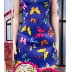 Doll (11.5 inches) with Colorful Butterfly Logo Print Blue Dress & Strappy Heels, Great Gift for Ages 3 Years Old & Up