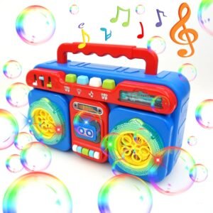 Radio Bubble Machine | Portable Automatic Bubble Machine for Kids | 5000+ Bubbles/Min | Bubble Toys with Music & Light | Indoor/Outdoor Games Birthday Party | Best Gift for Kids