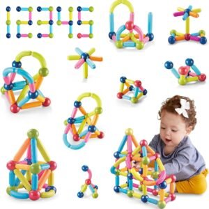 Learning Boy Girls Toys Age 4-5,Magnetic Blocks Magnet Toy for Toddlers 1-3,Magnetic Balls and Rods Set Educational Magnet Building Blocks,Kids Toy for 3+ Year Old Gifts(25pcs)