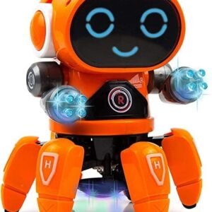 Bot Robot Octopus Style | Colorful Lights and Music | All Direction Movement | Dancing Robot Toys for Kids | Orange