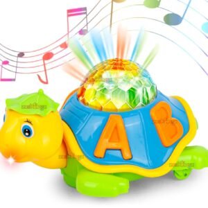Zest 4 Toyz Musical Toy for Kids Happy Turtle Bump and Go Dancing Toy Animal Figure with 3D Flashing Light & Sound Toy for Babies (Multicolor)