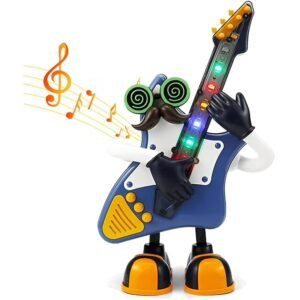 WISHKEY Guitar Toy for Kids with 3D Light Effects and Cool Music, Battery Operated Dancing Robot Toy, Interactive Electric Guitar Dancing Robot Toy, 3+ Years (Pack of 1, Blue)