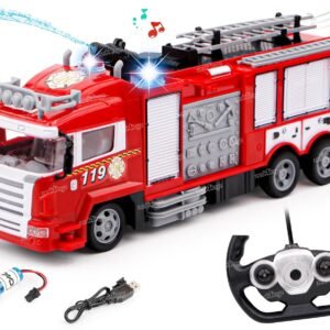 Zest 4 Toyz Remote Control Fire Truck Smoke Spray Fire Brigade Rescue Truck with Mist Water Spray Function Remote Control Toys for Kids - Red