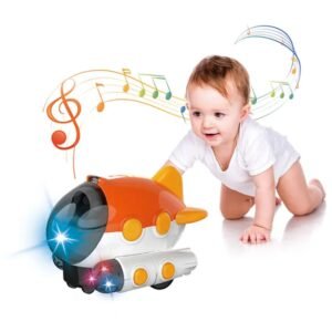 FunBlast Aerospace Dreamer Aeroplan Toys, 360° Rotating Universal Wheel Bump and Go Toys for Kids, Airplane Toy with Flashing Lights for 3+ Years Kids, Boys, Girls (Random Colour)