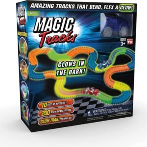 URM® Magic Tracks Original, 10 Feet of Glow in The Dark Track with LED Light 220 Pieces of Glowing Track