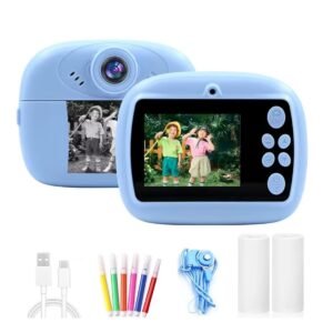 JH00915 (2) Instant Print Camera for Kids, Dual Selfie Digital Camera with 1080P HD Videos Recoding, 48 MP BT & App Control Instant Photo Printer for Kids Boys & Girls (Blue)
