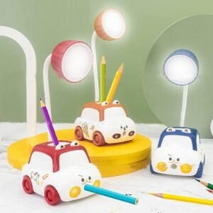 Car Shape Table Light with Pencil Stand and Sharpener, Eye Protection Light for Reading and Night Light for Kids (Set of 1)(Multicolour)