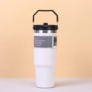 Vacuum Insulated Tumbler | Stainless Steel | Leak-Resistant & Durable | Travel Friendly Bottle| Hot & Cold Drink Flask for Gym, Office, Outdoor & Everyday Use (890ml, White)