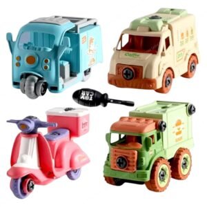 DIY Construction Vehicle Toys Setc with Screws, Truck, Motorcycle, Van and Auto 3+Years