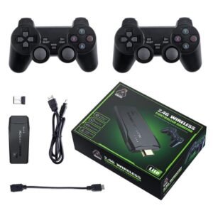DWH Wireless video games for tv gaming Retro gaming console with Game Stick 1080p Plug & Play TV Video Game Set for 2 player with 9Emulator for Kids & Old School Station Video Game