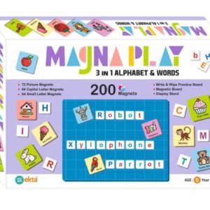 Magna Play Set-1: Magnetic Toys Puzzle, 300 Coloured Magnets, Wooden Stand, Puzzle Booklet, Ages 5+