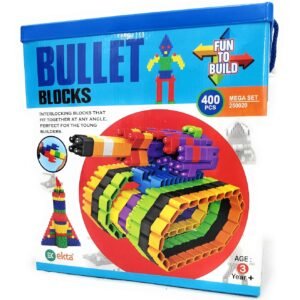 Bullet Block Game 400Pcs (Fun to Build) Interactive Block That Fits at Any Angle+Inspiration Booklet Inside-(Made in India),Multi