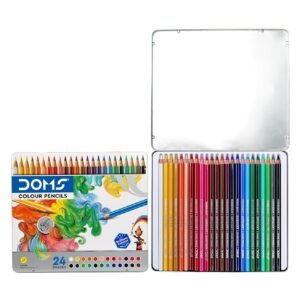 DOMS 24 Shades Super Soft Color Pencils Flat Tin Box|Smooth Color Application|For Blending&Experimenting Different Art Strokes|Non-Toxic&Safe For Childrens|Pack Of 1|Multicolor