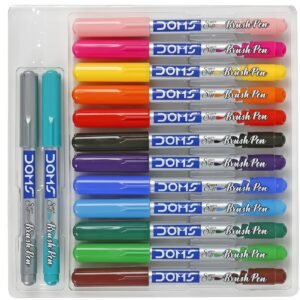 DOMS 14 Shades Brush Pen Box Pack | Super Soft Tip With Brilliant Colors | Water Based Ink Which Gives Water Color Effect | Pack Of 1, Multicolor