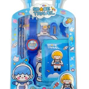 Stationery Set for Kids, 6-in-1 Cartoon School Items, Pencils, Clutch Pencil, Refills, Eraser, Sharpener, Diary (Stationary Set - Space)