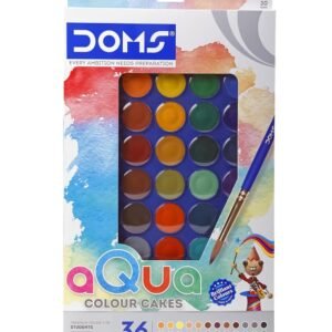 Doms 36 Shades 30mm Water Colour Cakes | Easy To Use Palette Lid | Organic Rich Colour Pigments | Free 2 x Brush Inside | Non-Toxic & Safe For Kids | Pack of 1