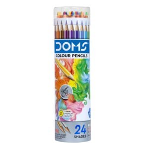 Doms 24 Shades Super Soft Color Pencils Round Tin Box | Smooth Color Application | For Blending & Experimenting Different Art Strokes | Free Gold & Silver Color Pencil Inside | Non-Toxic & Safe For Childrens | Pack of 1