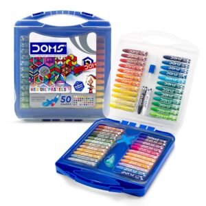 DOMS 50 Shades Oil Pastel With Case|Smooth Color Intermixing For Better Effect|Bright&Intense Colors|Free Scrapping Tool&Color Pen|Non-Toxic&Safe For Childrens|Pack Of 1|Multicolor