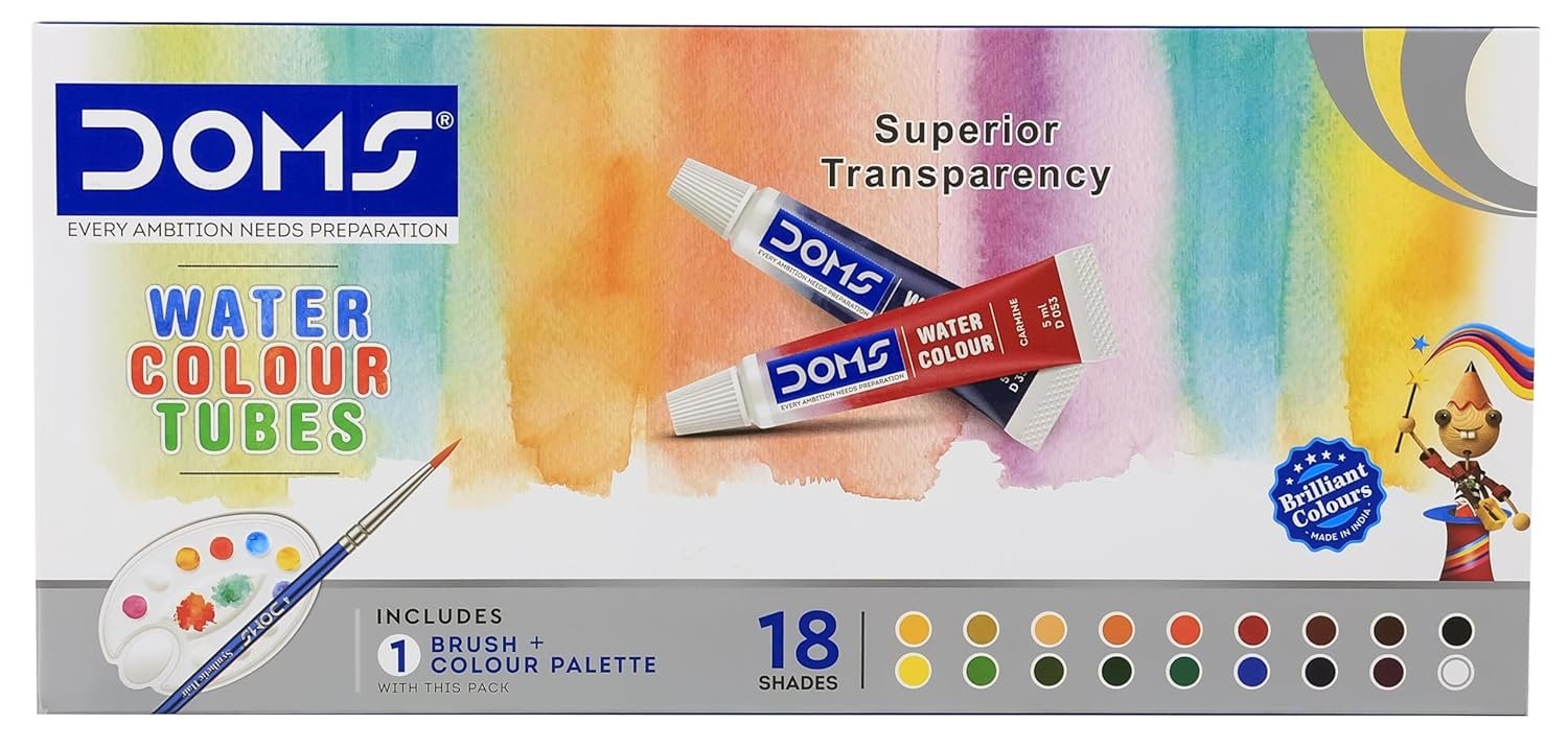 Doms Water Colour Tube | 18 Shades | Deeply Rich and Vibrant Pigment | Quick Drying - Image 4