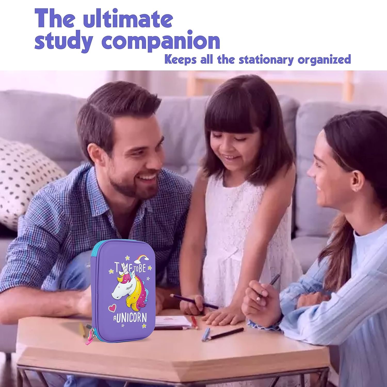 Cable World® New Kids Designer Hardtop Pencil Case for Girls and Women (Multi Color) (Multi Design) - Image 2