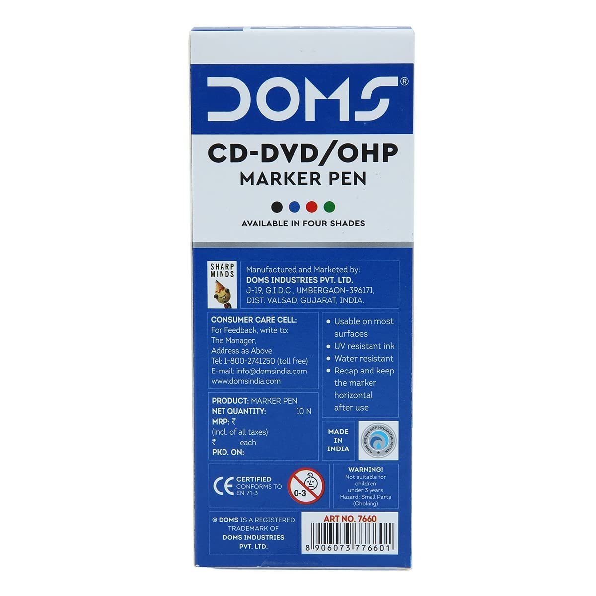 Doms CD-DVD/OHP Pens | Fine Tip Japanese Tip For Clear Marking | Marks On Most Surfaces | Unique Self Hydrating System | Black Ink, Pack of 10 - Image 2