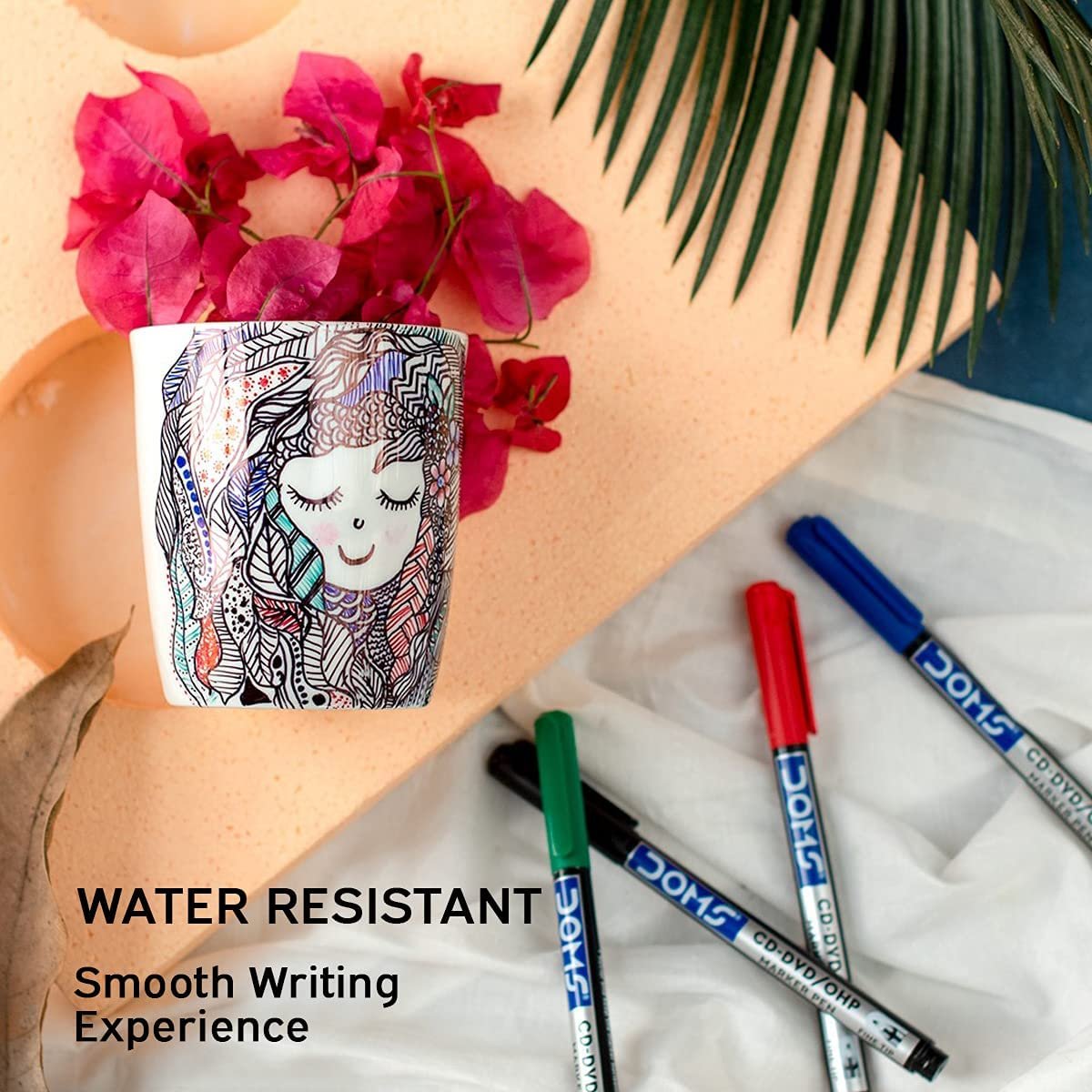 Doms CD-DVD/OHP Pens | Fine Tip Japanese Tip For Clear Marking | Marks On Most Surfaces | Unique Self Hydrating System | Black Ink, Pack of 10 - Image 3