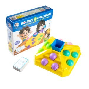 Bounce & Challenge Family Board Game, 2-4 Players, 16 Colourful Balls with Base Setup and Challenge Cards, Games for Kids 5+ Years