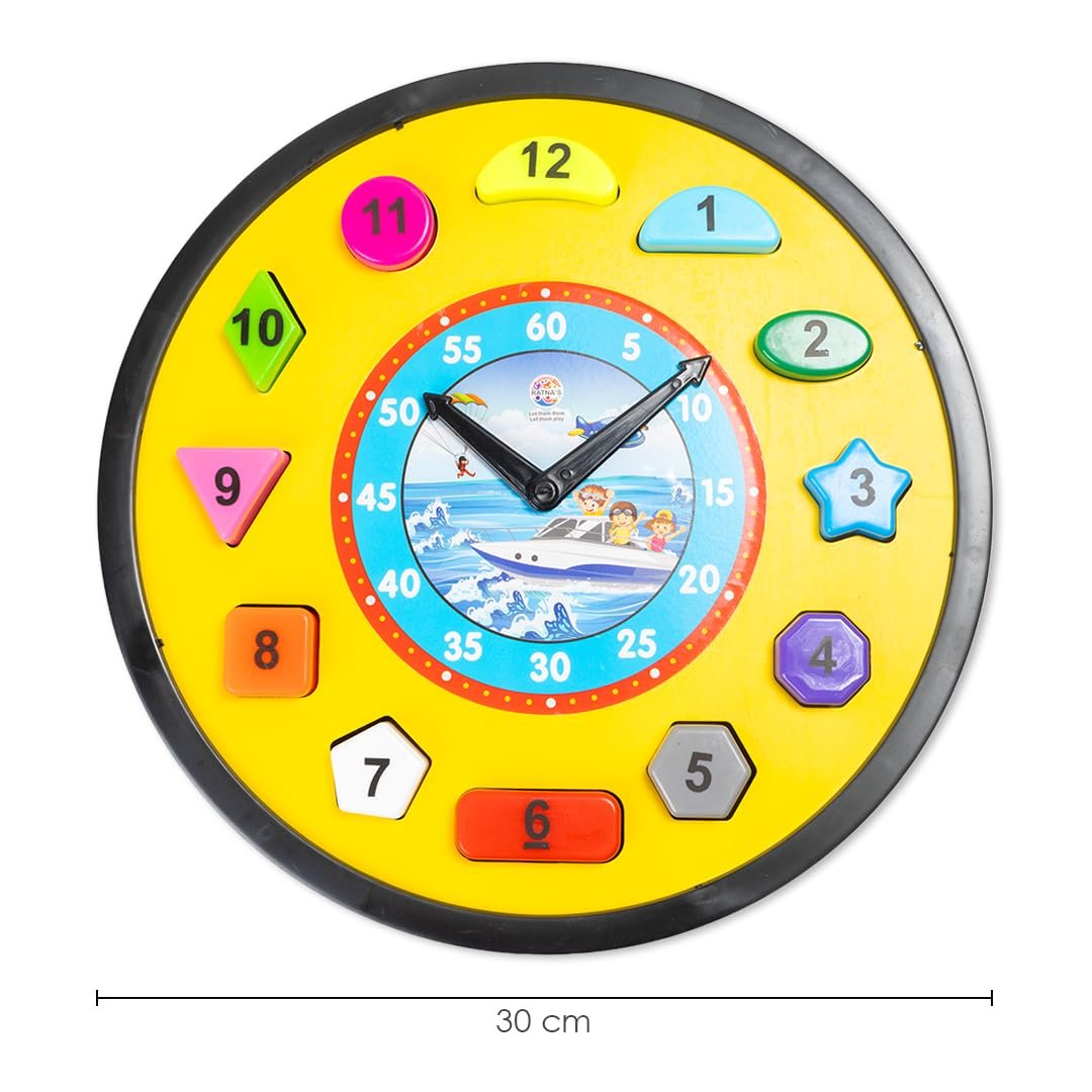 Shape Sorter Clock 2in1 Educational Clock Learning Toy Along with Shapes, Numbers & Colors Teaching Time Montessori Toys for Toddlers & Kids 3+ Years (Assorted Colours) - Image 4