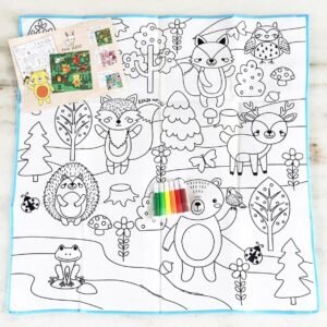 JOUHUB Washable Coloring Mat Doodle Drawing Painting Kids Child Learning Mat with 6 Water Pen, Ink Color-Multicolor