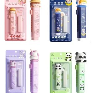 JOYHUB Push Pull Rubber Eraser, Unicorn Design, Purple, Retractable Pencil Eraser, Birthday Return Gift, Set of 12