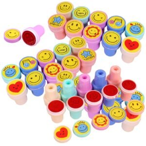 JOYHUB 10 pcs Emoji Stamps for Children Self-Inking Stamp for Party Gifts for Children Thank You Party Gift for Boys Girls Set of 6 packets