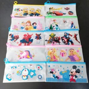 JOYHUB Plastic Cartoon Stationery Zip Pouch for Pen Pencil and Multi Utility Best for Return Navratri Gifts ( Pack of 12),Multicolor