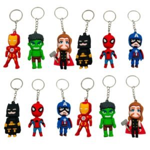 JOYHUB Birthday Popper 12 Pcs Superhero Keychains as Birthday Return Gifts for Kids , mix Desigens