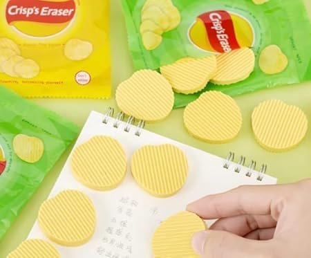 JOYHUB Potato Chip Shaped Erasers for School Kids | Stationery Gift Set | Pack of 4pcs Eraser, Set of 12packets - Image 3