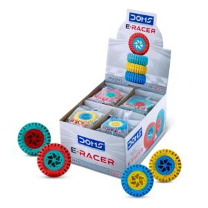 Doms E-Racer Erasers Pack of 20pcs | Round Wheel Shape for Better Grip| for Neat & Clean Erasing| Best Birthday Gift for Children| Non-Toxic & Safe for Children, Multi-Color