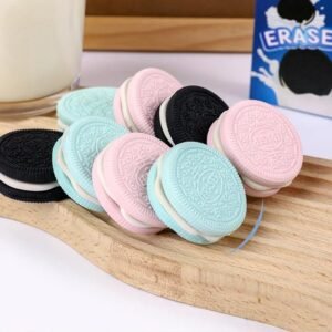 JOYHUB Kids Fancy Oreo Biscuit Erasers for Birthday Return Gifts (Pack of 12), Kawaii Erasers for Students & Stationery Lover