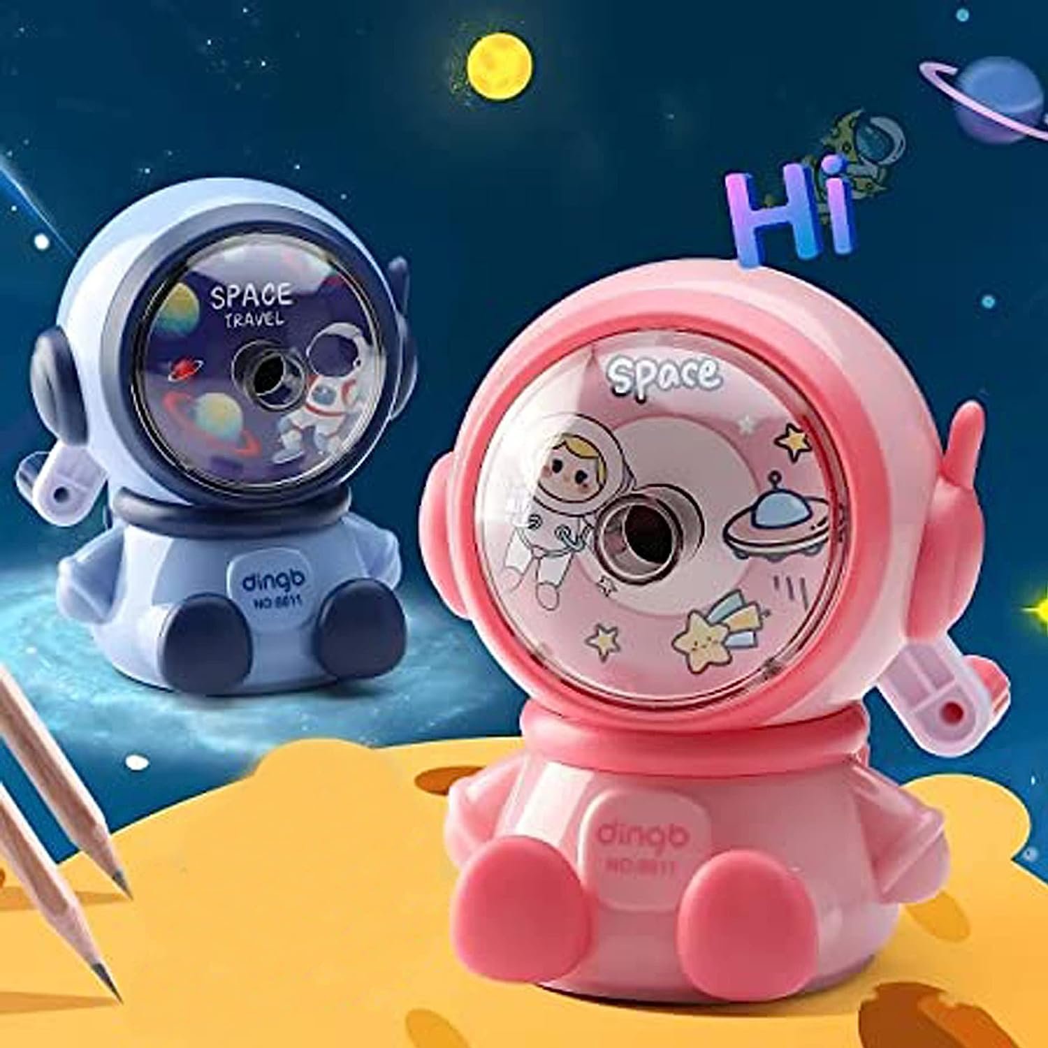 JOYHUB Space Astronaut Pencil Sharpener for Kids, Table Sharpener Machine, Birthday Return Gift, Pencil Cutter Machine, Sharpeners for School Supply and Office (Pack of 6, Random Colour) - Image 3