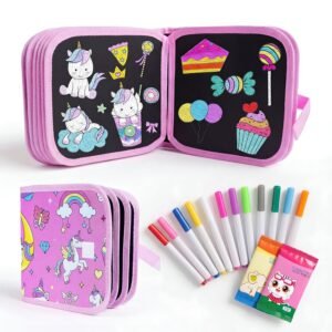 JOYHUB Reusable Doodle Book Set for Kids, 14 Page Erasable Drawing Notebook with 12 Sketch Pens, 2 Wipes, Fun Painting Activity & Stationery Kit, Age 3-12 Gift Multicolor, Pack of 6pcs