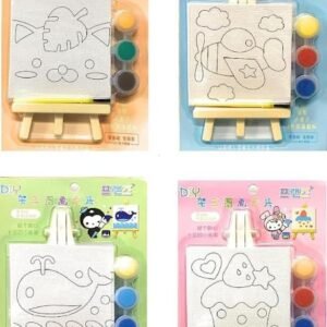  JOYHUB DIY Canvas Painting Kit for Kids – Transport Theme with Mini Easel Stand, Watercolor Painting Set, Drawing & Art Craft Kit for Children Assorted Desigens Set of 12 pcs