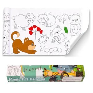 hildren's Drawing Roll, Coloring Paper Roll for Kids, 30 X 300 Cm DIY Painting Drawing Paper Roll, Sticky Kids Art Roll, Early Educational Toys (Happy-Theme) set of 6pcs