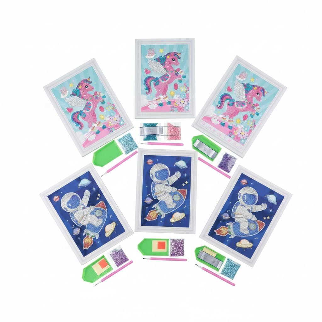 JOYHUBGiftyJoy Diamond Painting Kit for Kids | DIY 5D Diamond Art Craft Set | Sparkling Stick-On Gem Painting Activities | Creative Art & Craft Kit | Return Gifts (10pcs)