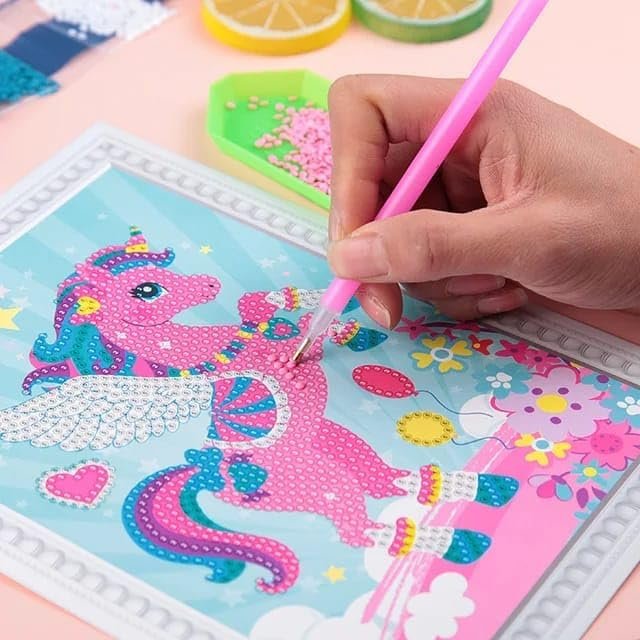 JOYHUBGiftyJoy Diamond Painting Kit for Kids | DIY 5D Diamond Art Craft Set | Sparkling Stick-On Gem Painting Activities | Creative Art & Craft Kit | Return Gifts (10pcs) - Image 2