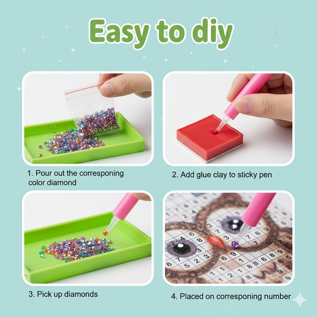 JOYHUBGiftyJoy Diamond Painting Kit for Kids | DIY 5D Diamond Art Craft Set | Sparkling Stick-On Gem Painting Activities | Creative Art & Craft Kit | Return Gifts (10pcs) - Image 5