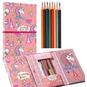  JOYHUB Coloring Book for Kids with 30 Drawing Sheet, 8 Pencil Color,10 Scratch Sheet Art and Craft Drawing Color Book Set for 3+ Years Kids, Party Favor Return Gift for Kids, mix desigens (6pcs)