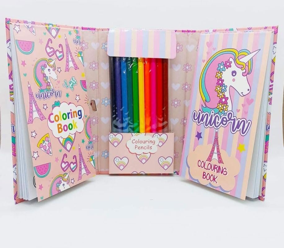 JOYHUB Coloring Book for Kids with 30 Drawing Sheet, 8 Pencil Color,10 Scratch Sheet Art and Craft Drawing Color Book Set for 3+ Years Kids, Party Favor Return Gift for Kids, mix desigens (6pcs) - Image 2