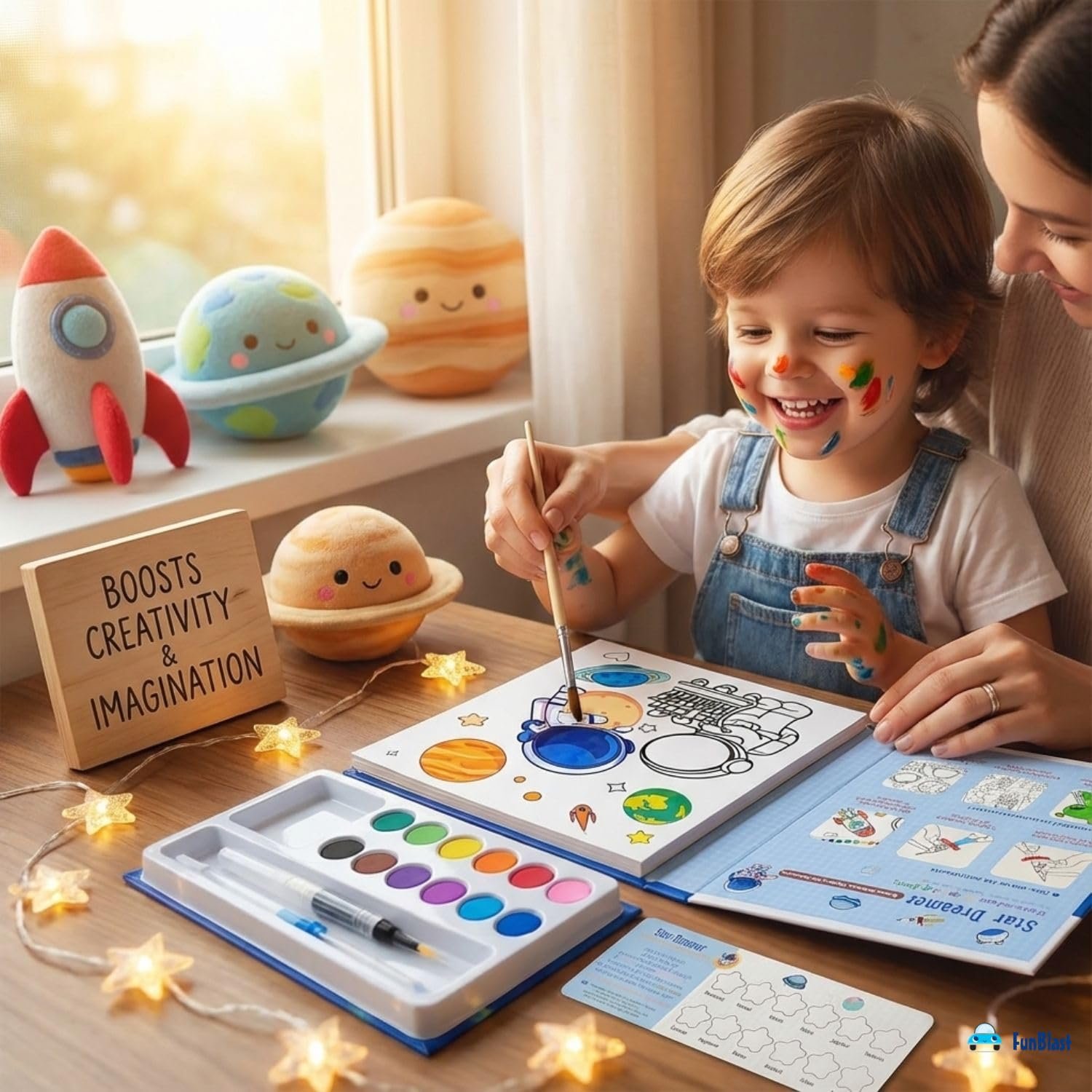 JOYHUB Star Dreamer Coloring Book for Kids – Watercolor Painting Book Set, DIY Graffiti Colouring Pad with Watercolour Paint Brush, DIY Colouring Kit for Kids, Set of 6pcs - Image 5