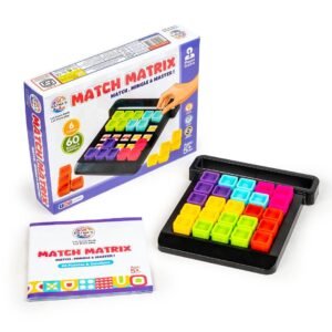 Ratna's Match Matrix Single Player Logic Puzzle Game with 60 Progressive Challenges, 6 Colorful Pieces, Challenge Booklet, Mind Games for Kids Ages 5+ Years, set of 6pcs