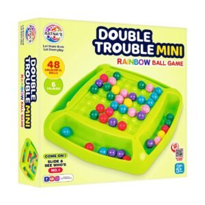 RATNA'S Double Trouble Mini Rainbow Ball Game, 48 Colourful Balls, 6 Colours, Ages 5+, Board Game, Travel & Pocket Game for 2-4 Players, birthday return gift , set of 6