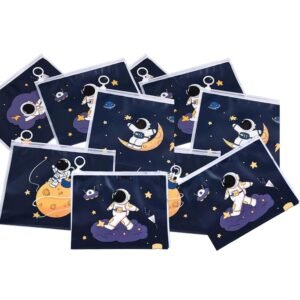 JOYHUB Birthday Popper 20 Pcs Ziplock Standy Pouches | Animal Astronaut Theme as Birthday Return Gifts for Kids | Reusable Food-Grade Waterproof Pouches for Picnics & Party Treats
