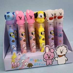 JOYHUB Highlighter 3in1 For Kids (12 Pcs) BT21 Marker Pen, Different Colour Highlighter For Girls, Return Gifts For Kids, Highlighter Marker For Stationery Items For Kids